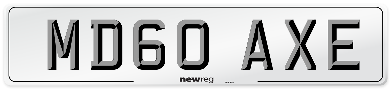 MD60 AXE Number Plate from New Reg